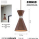 Conic 1 Light 5.5 inch Distressed Koa Mini Pendant Ceiling Light